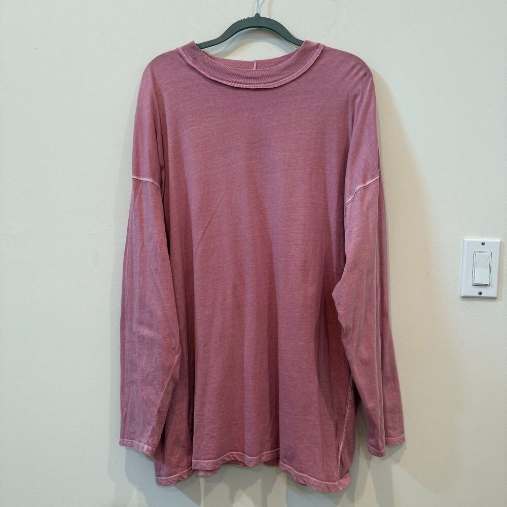 Free People We The Free Be Free long sleeve tunic tee, mauve, size XL